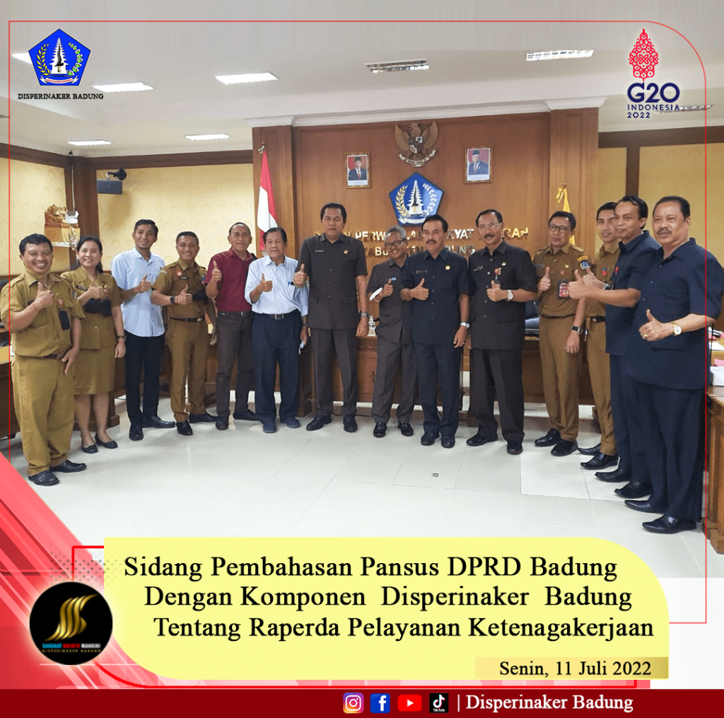 Sidang Pembahasan Pansus DPRD Badung Dengan Komponen Disperinaker Badung tentang Raperda Pelayanan Ketenagakerjaan.